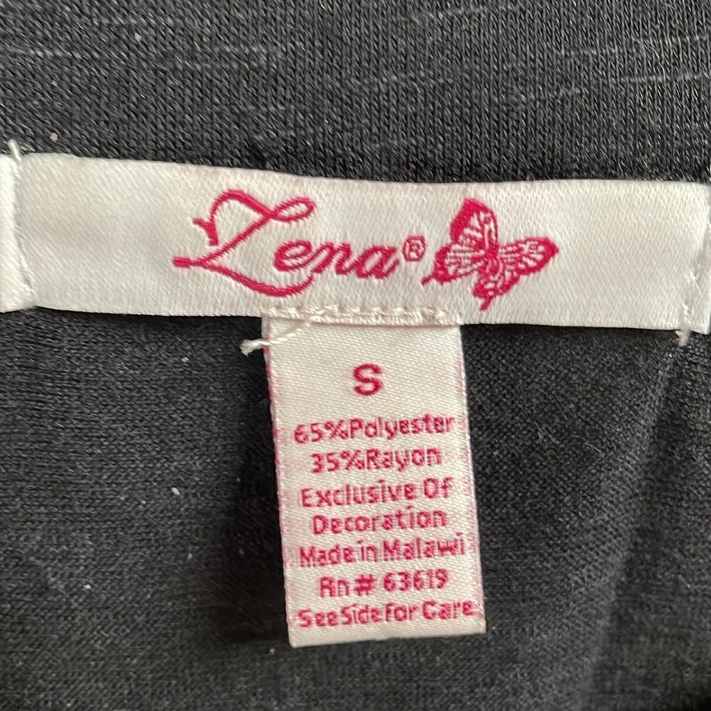 Lena Ladies Embellished Stud Embellished Neckline Top Size Small Black - Picture 4 of 5